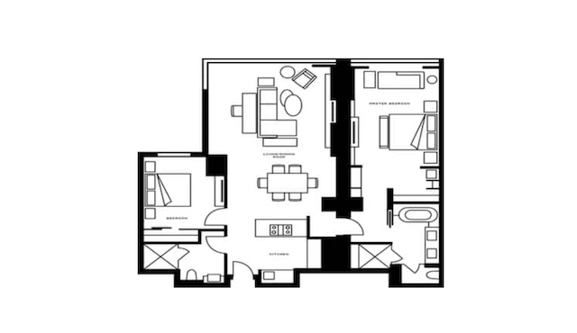 フォーシーズンズクアラルンプールの2ベッドルームエグゼクティブプレミアパークビューアパートメントの公式サイト間取り図